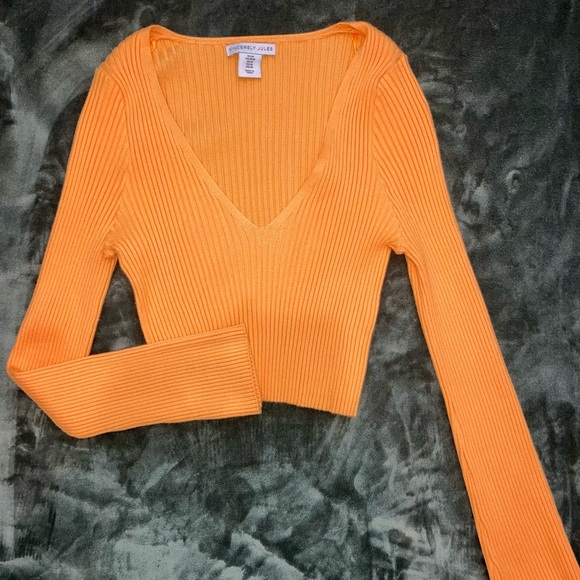 Forever 21 Bright Orange Ribbed Crop Top - Picture 1 of 2